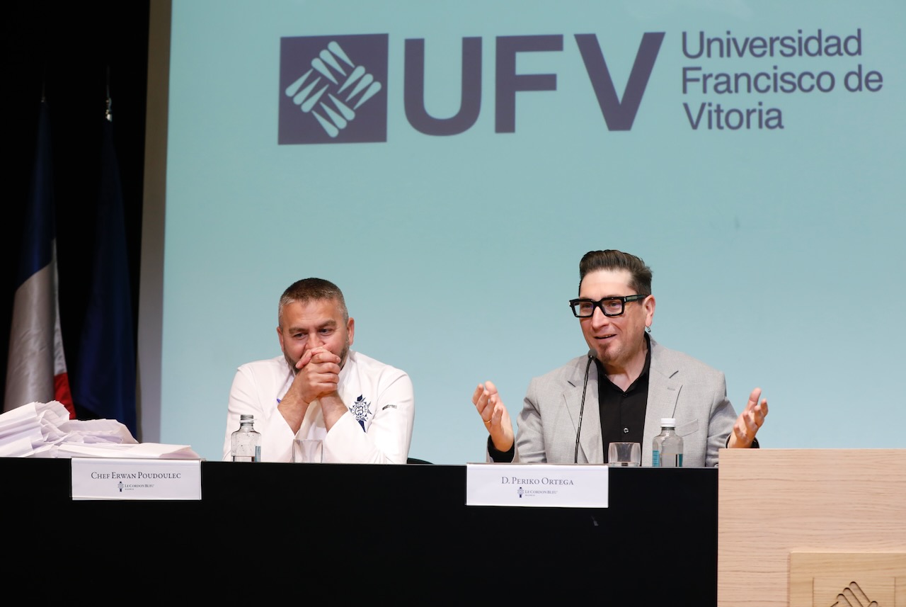 Periko Ortega, padrino de una promoción de chefs en una de las mejores escuelas de cocina de España. Cordópolis.